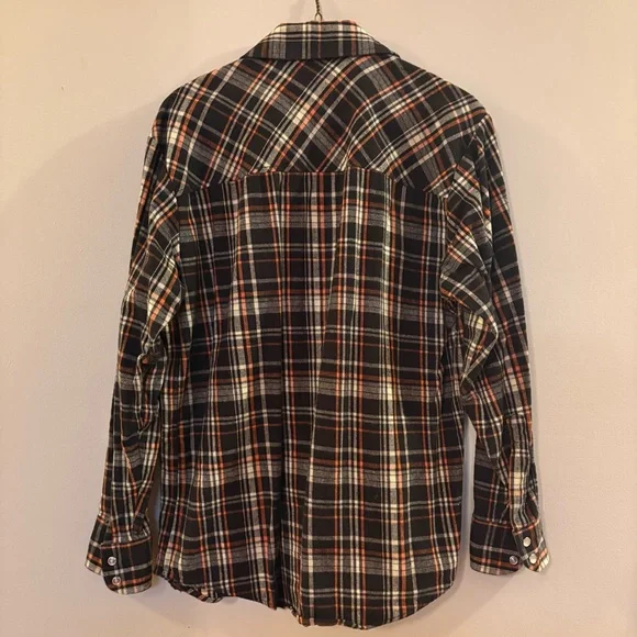 Dickies Men's Brown and Orange Plaid Button Down Shirt, Sz S, like new - Picture 3 of 9